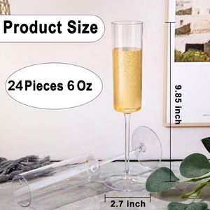 Clear 6 Oz Disposable Square Plastic Champagne <b>Glasses</b> for Party Birthday Anniversary Wedding - Product Image 3