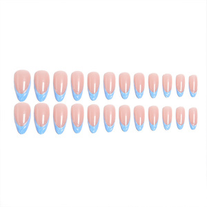 <span class=keywords><strong>Uñas</strong></span> Postizas Elegantes de Última Moda 2026, <span class=keywords><strong>Uñas</strong></span> Acrílicas Largas con Punta Francesa Azul Claro, Arte de <span class=keywords><strong>Uñas</strong></span> Reutilizables - Product Image 2