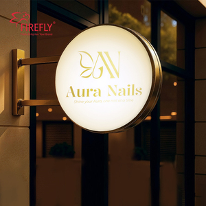 Ngoài trời kinh doanh cửa hàng dấu hiệu đèn Vòng Tròn LED quảng cáo hộp Đèn tường bên gắn bảng hiệu hai mặt lightbox - Product Image 2