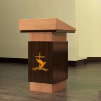 Moderno Set de Púlpito y Atril de Madera para Iglesia con Tallados Intrincados, Muebles Religiosos de Madera Maciza para Escuelas Sagradas y Exteriores