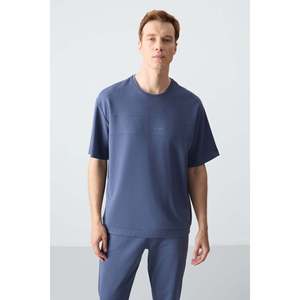 Ensemble de survêtement basique pour homme en coton épais et doux texturé, coupe oversize - 85261 - Huile/pétrole - Product Image 2