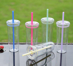 2026 Luxury Plastic Tumbler with Straw Wholesale Custom Logo Transparent Water Bottle <b>Reusable</b> Juice <b>Cup</b> Clear Travel Mug - Product Image 3