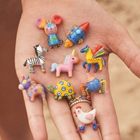 P450 Breloques en émail animaux de dessin animé 3D en acier inoxydable, mini pendentifs colorés brillants, anti-ternissement, mignons, faits à la main, pour bijoux DIY