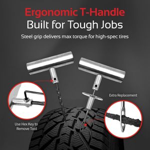 68Pcs Chuyên Nghiệp Nhiệm Vụ Nặng Nề Sửa Chữa Lốp Kit Không Có Lốp Flats Giải Pháp Cho Xe Ô Tô Xe Tải RV SUV ATV Xe Máy Với Phích Cắm - Product Image 3