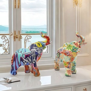 American Colorful <b>Mini</b> Elephant Epoxy Resin Artistic Sculpture Folk Art Figurine Home Entrance <b>TV</b> Cabinet Wine Cabinet - Product Image 3