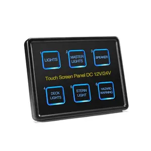 Touch Switch Panel 12V Touch Panel Switch 6 Gang for Light Control Electric Appliance Control on Car Marine Boat Truck RV