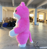Costume de chaton gonflable rose en peluche longue et moelleuse unisexe pour adultes, idéal pour la vente ou la location lors d'événements