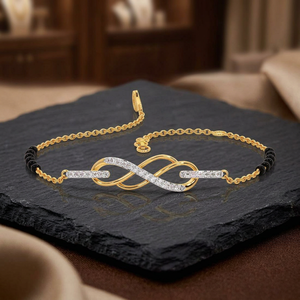 Elegant Double <b>Infinity</b> <b>Bracelet</b> 18K Solid Gold Black Bead Diamond Women's Minimalist Jewelry GIA Certified - Product Image 3