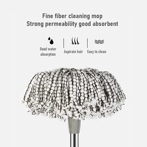 Chất lượng cao Microfibre thép không gỉ 360 ma thuật xoay dễ dàng làm sạch sàn lau xô với bánh xe và vắt - Product Image 3