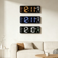 Horloge météo murale électrique multicolores avec affichage LED à grands chiffres, semaine, date, température, humidité, 12 pouces, Reloj