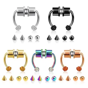 Fashion Stainless Steel Magnet Nose Ring Jewelry Clip Non-pierced Nose Magnetic Septum Nose Ring Fake Piercing For Women