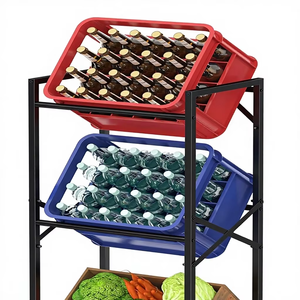 Freestanding Modern Three-Layer Metal Beverage <b>Rack</b> with Sustainable Multifunction Design for Water Beer and <b>Drinks</b> - Product Image 1