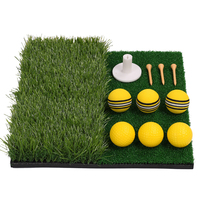 Tapis de frappe de golf portable avec surface de gazon véritable Aide à la pratique de l'herbe longue pour l'entraînement à domicile