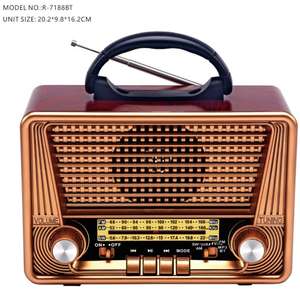 R-7188BT 내장 충전식 배터리 휴대용 블루 이빨 스피커 FM SW AM 라디오 음악 플레이어와 Led 라이트 토치 - Product Image 2