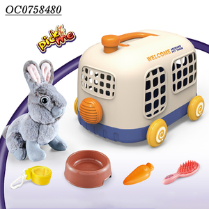 Juego de 6 Piezas de Juguete de Cuidado de Mascotas de Imitación, Conejo Suave con Jaula de Transporte y Silbato BB - Product Image 2