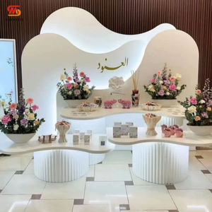 ขาตั้งพื้นหลังสำหรับตกแต่งงานแต่งงานของผู้ซื้อแบบเรียบรวดเร็วแบบ USA ดีไซน์ใหม่ไฟ LED อะคริลิคให้ความอบอุ่นในงานแต่งงาน - Product Image 3