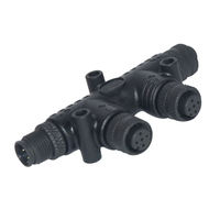 Konektor Mikro T-Type 3-Arah NMEA2000 M12 5-Pin A-Code dengan Casing Nilon, Kontak Kuningan, Tahan Air IP67 IP68