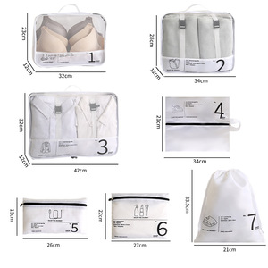 Sacs de rangement de voyage Beilian, ensemble de 7 pièces, rectangulaires, blanc, beige, noir, gris, organisateurs de vêtements pour voyage, organisateurs de valises - Product Image 3