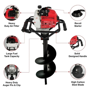 Tarière de Jardin Industrielle Robuste à Essence 2 Temps, 52CC, 1600W, Lame en Fer de 150mm, Portative - Product Image 3