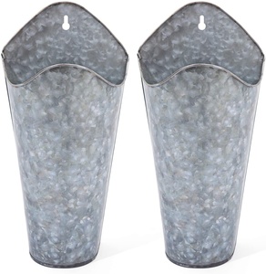 Galvanized Metal <strong>Wall</strong> <strong>Planter</strong> Hanging <strong>Wall</strong> Flower Vase for Succulents or <strong>Herbs</strong> <strong>Wall</strong> <strong>Planters</strong> for Country Rustic Home Farmhouse - Product Image 1