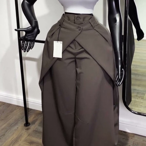 <span class=keywords><strong>Pantalon</strong></span> de costume drapé tendance pour <span class=keywords><strong>femme</strong></span>, taille haute, coupe large, élégant, décontracté et chic, pour le bureau - Product Image 3