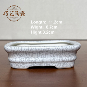 Chậu cây cảnh gốm sứ Yixing nhỏ hình chữ nhật, thủ công, tráng men, có lỗ thoát nước, dùng làm chậu trồng cây trong nhà - Product Image 3