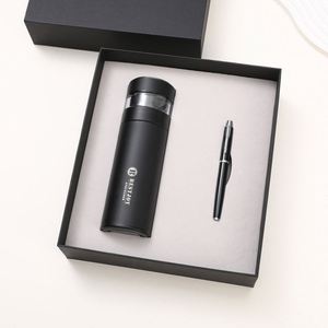 Coffret Cadeau d'Affaires Personnalisé avec Logo : Tasse Thermos en Acier Inoxydable à Impression Sérigraphique, Séparation Thé-Eau, Style Art Moderne, et Carnet - Product Image 3