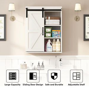 CF Sliding Barn Door Adjustable Shelf Wood Wall Storage Bathroom <strong>Cabinet</strong> Rustic 3-Tier <strong>Vintage</strong> <strong>Medicine</strong> <strong>Cabinet</strong> - Product Image 4