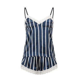 Fabricante de pijamas para mujer, venta al por mayor de camisolas de imitación de seda, holgadas, cómodas, con encaje, conjunto de dos piezas, lencería, bata. - Product Image 3