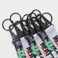 Gantungan Kunci Pendek Polyester Ramah Lingkungan untuk Souvenir Promosi Kustom, Tali Lanyard dengan Pengait Karabiner Logam Tugas Berat