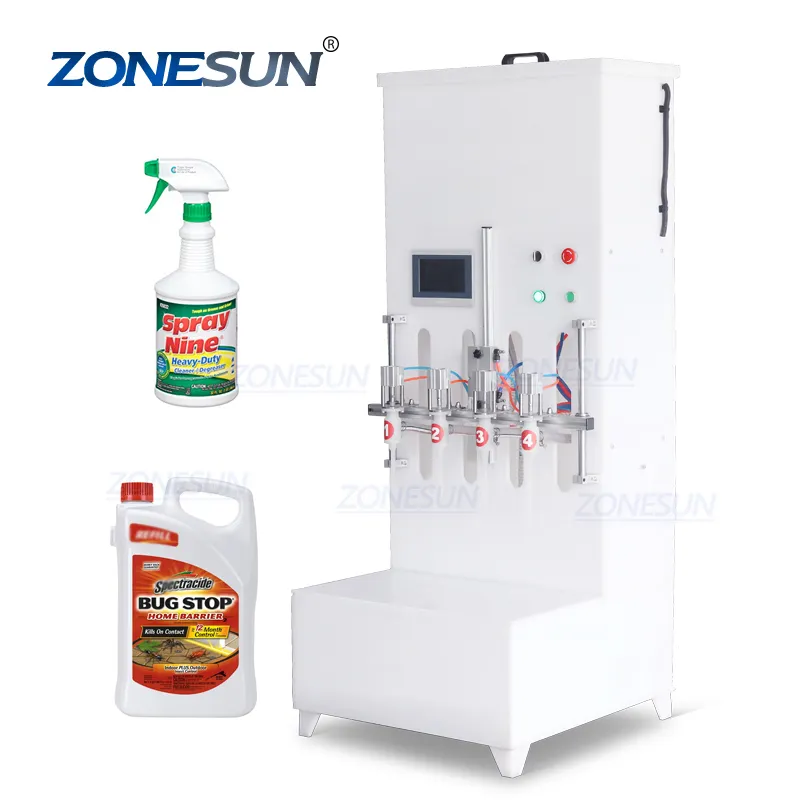 ZONESUN ZS-YTCR4 반자동 4 헤드 화장실 클리너 부식 방지 화학 액체 중력 충전 기계