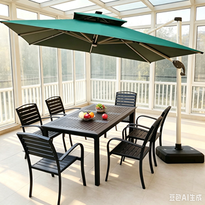 Outdoor Furniture Set French Coffee <b>Table</b> <b>Plastic</b> Wood Dining Set for Courtyard Villa Hotel & Park Use - Product Image 6