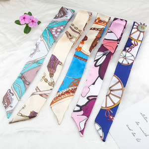 Nouveaux foulards en satin imprimé pour femmes, longs rubans, bandeaux en soie pour dames, petits foulards pour cheveux, nœuds papillon, accessoires pour sacs - Product Image 3