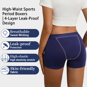 Mutandine Mestruali <span class=keywords><strong>a</strong></span> 4 Strati Anti-Perdita per Flusso Abbondante, Modello Boyshort, ad <span class=keywords><strong>Alta</strong></span> Assorbenza, Riutilizzabili, per la Sicurezza Femminile Durante il Ciclo - Product Image 2