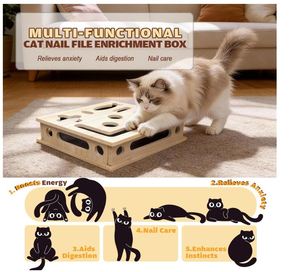 Custom <strong>Cat</strong> <strong>Scratch</strong> Puzzle Enrichment <strong>Box</strong> Large Solid Wood Construction <strong>Cat</strong> Nail File Enrichment <strong>Box</strong> with Sandpaper Inside - Product Image 3