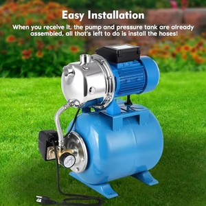 Pompe à jet pour puits peu profond en acier inoxydable haute efficacité, système de surpression automatique de 6 gallons avec réservoir sous pression pour l'irrigation domestique et agricole - Product Image 4