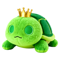Boneka Hewan Peliharaan Kura-Kura Hijau Lucu dan Lembut dengan Mahkota