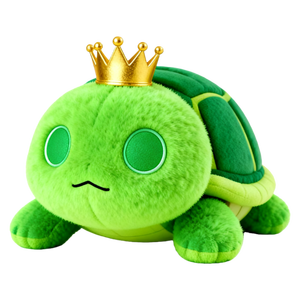 Zacht knuffelig decoratief pluche speelgoed groene Kawaii pluche schildpad met kroon - Product Image 1