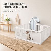 Parc pour chien d'intérieur, enclos, cage, cage de transport, 9 panneaux combinés, porte transparente, pour chiens de petite et moyenne taille, clôture, maison, tente, villa, solide, pour chats, 150x150cm