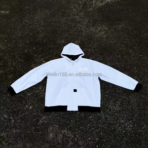 Blousons à capuche en toile cirée 100 % coton personnalisés pour hommes, style streetwear, coupe robuste, avec fermeture éclair, type veste de charpentier, vêtements de travail - Product Image 1