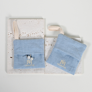 GLAMPKG Custom Logo Pochette Bijoux Jewelry Packing Box Blue Fabric Cotton <b>Gift</b> Jewelry Packaging Small <b>Envelope</b> Pouch Bag - Product Image 2