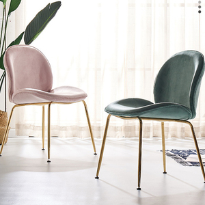 Modern Metal Flared <b>Legs</b> Green Velvet Dinner Chair for Home Bar and Villa Use - Product Image 2