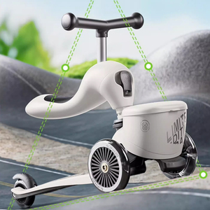 Scooters pour enfants 3-en-1 Scooters pour bébés Trois roues avec flash Les scooters d'équilibre pour enfants peuvent s'asseoir sur des tricycles coulissants - Product Image 1