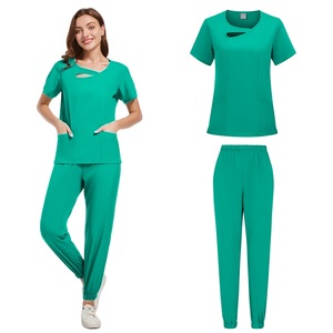 Women Scrub Set Moisture Wicking Knitted Split Uniform Hospital Workwear S XXL - Product Image 3