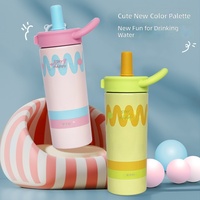 Nouvelle Bouteille Isotherme Minimaliste en Acier Inoxydable avec Double Compartiment, Design Tendance et Créatif, Mignonne et Portable, avec Paille