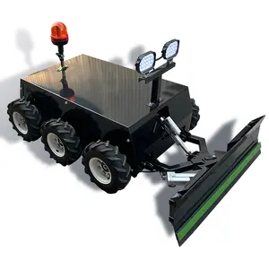 Over 200KG 6WD 1m 24V 200AH electric push snow shovel pusher snow plow for farm garden with RC