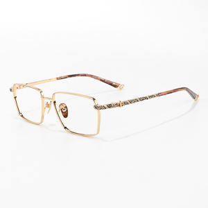 إطارات نظارات طبية بإطار كامل صلب بأسلوب بانك ذهبي متين وخفيف الوزن للرجال والنساء مع إمكانية تخصيص الشعار وحماية من الأشعة فوق البنفسجية - Product Image 2
