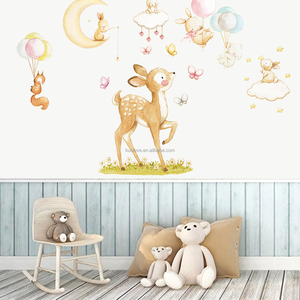 <span class=keywords><strong>Stickers</strong></span> Muraux Adorables et Amusants Personnages Cerf Lapin, Dessin Animé, pour Bébé <span class=keywords><strong>Chambre</strong></span> à Coucher Salon, Décoration Papier Peint Auto-Adhésif - Product Image 3