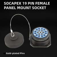 Connecteur d'alimentation Socapex 19 broches femelle à montage sur panneau, 250V 20A, broches en laiton plaqué or (préinstallées), boîtier en aluminium