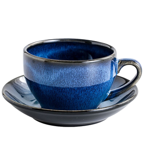 Factory Custom Japanese Retro Kiln Change Latte Coffee Mug 3oz 6oz 9oz Creative Ceramic Coffee Cup and Saucer <b>Set</b> - Product Image 1